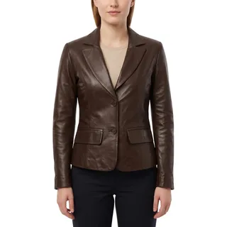 German Wear Damen Lederblazer Lederjacke Blazer Echtleder Jacke aus Lammnappa Leder Schwarz - XL