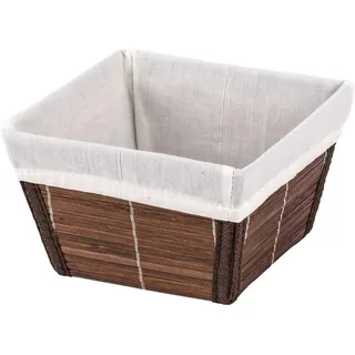 WENKO 21635100 Aufbewahrungskorb Bamboo Größe S Braun, Badkorb, Bambus, 15 x 9 x 15 cm, Dunkelbraun