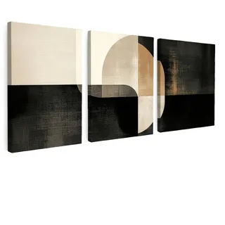 LEINWANDBILD 3er Set Formen - Abstrakt - Gold 90x40 cm