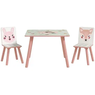 zonekiz Kindersitzgruppe mit Tiermotiv 60 x 44 x 60 cm Kiefer lackiert rosa