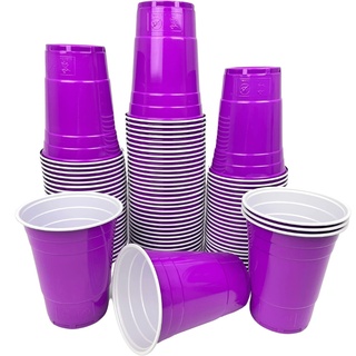 MBP My Beer Pong 100 Mehrweg Plastikbecher in Lila (10g) 16oz (437 ml) - Stabil und Spülmaschinengeeignet