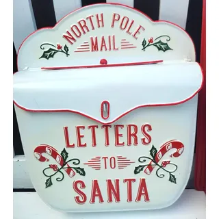Metall Briefkasten Dekokasten Santa Clause Weiß XMAS Weihnachtsdeko Weihnachten