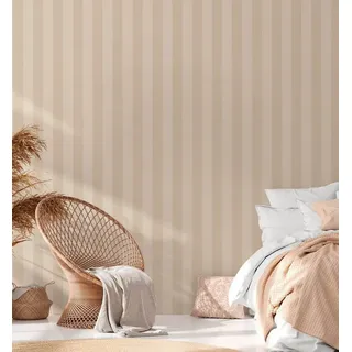 A.S. Création Vliestapete Blockstreifen Muster Leinen Optik Beige Creme 38665-2 Natural Living