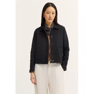 Hemdjacke BUGATTI "Bouclé", Damen, Gr. 42, schwarz (290, schwarz), 40% Polyacryl, 35% Polyester, 20% Baumwolle, 3% Polyamid, 2% sonstige Fasern, unifarben, normal, gerader Abschluss, Jacken, mit Knopfleiste und aufgesetzten Taschen