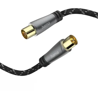 Hama Antennenkabel Koax-Stecker - Koax-Kupplung 1,5 m Schwarz/Grau