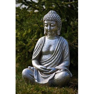Schneemann-Versand 50cm großer Thai Buddha Budda Silber Figur Statue Feng Shui Deko Garten