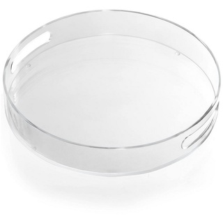 Kurtzy Organizer Transparentes Rundes Tablett - 30 cm, Transparentes Rundes Serviertablett - 30 cm Durchmesser weiß