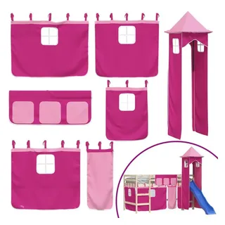 vidaXL Kinderbett Zubehör, Vorhang für Hochbett mit Turm Rosa Polyester