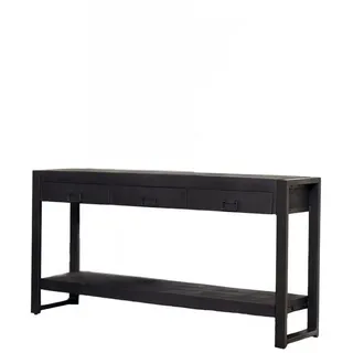 Villa Möbel Konsolentisch Zavan (Packung, 1-St., 1 St. Konsolentisch), aus Mangoholz mit schwarzem Metallrahmen und modernen Holzstreifen schwarz 150 cm x 76 cm x 35 cm