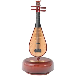 Solinder Musikbox Chinesische Lauten-Spieluhr, klassische Aufzieh-Spieluhr, wirbelnde Spieluhr, rotierende Basis, Saiten-Musikinstrument, Miniatur-Nachbildung, Artware, Geschenk für Weihnachten, Gebur