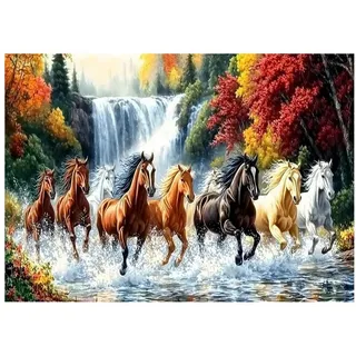 luxuskollektion MOTGOM Diamond Painting Acht Pferde Galopp, 5D Diamond Painting Bilder Acht Pferde im Galopp, Diamant Bilder Erwachsene Bastelset