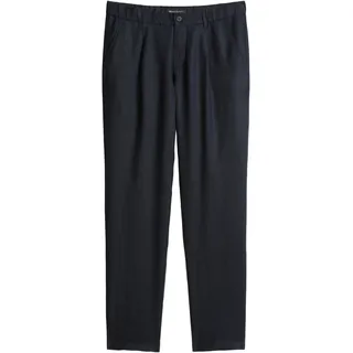 Marc O'Polo Herren Hose - Osby Jogger Pleats, Chino, Leinen, Tapered, Länge 32 Blau (Dark Navy) 34W/32L