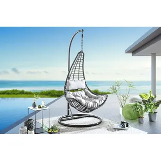 riess-ambiente Hängesessel LOFT WIDE grau / schwarz, Outdoor · Gartensessel · Hängestuhl · mit Gestell & Kissen schwarz