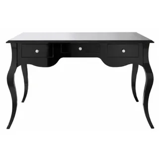 Casa Padrino Luxus Barock Sekretär mit 3 Schubladen Hochglanz Schwarz 130 x 75 x H. 80 cm - Massivholz Schreibtisch im Barockstil - Barock Büro Möbel - Luxus Möbel im Barockstil