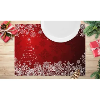 Tischsets | Platzsets - Weihnachten - Weihnachtsbaum mit Schneekristallen - 12 Stück aus Premium Papier – Die Tischdekoration für die Weihnachtszeit