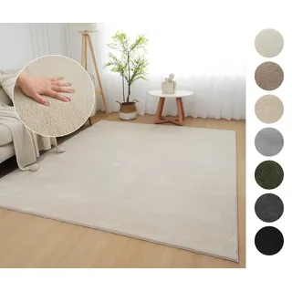 OTTO home Teppich Cali, in Standard- und Premium-Qualität, 13 mm oder 16 mm Höhe, rechteckig, Uni-Farben, kuschelig, & weich, waschbar, Wohnzimmer, Schlafzimmer beige rechteckig | 180 cm x 230 cm