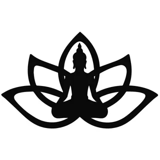 Namofactur Wandtattoo Buddha im Lotus XXL Wandtattoo schwarz