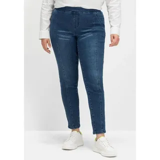Sheego Schlupfjeans Große Größen mit modischen Zier- und Teilungsnähten blau 48