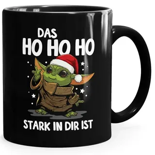 MoonWorks Tasse Kaffee-Tasse Weihnachten Das HoHoHo stark in dir ist Baby-Yoda Spruch, Keramik schwarz