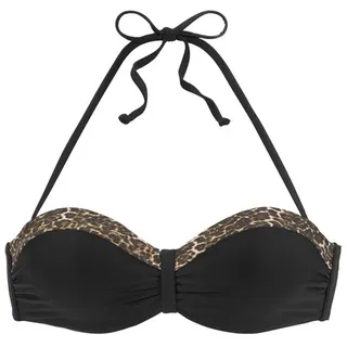 LASCANA Bügel-Bandeau-Bikini-Top Damen Schwarz/Mehrfarbig 36 Cup E