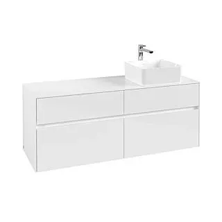 Waschbeckenunterschrank 140 x 55 cm Glossy White