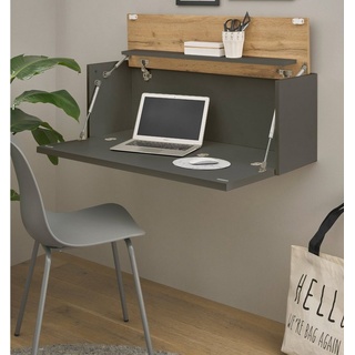 Furn.Design Wandsekretär Center (Hängeschrank in grau mit Wotan Eiche, 100 x 35 (57) cm), ausklappbar grau