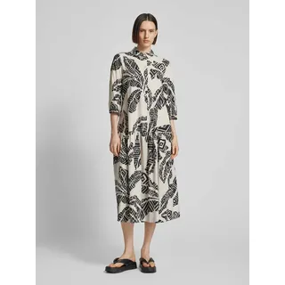 Midikleid mit Allover-Print, Black, 34