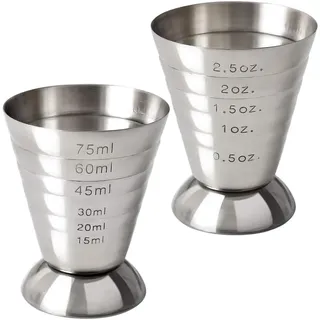 Tiardey 2 Stück Edelstahl 2,5 Unzen Cocktail-Messbecher Messbecher Shot-Messgerät für Bar-Party-Cocktail-Getränke-Shaker