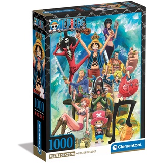 Clementoni One Piece Puzzle 1000 Teile mit Poster - Legespiel für Manga & Anime Fans - für Erwachsene und Kinder ab 9 Jahren, 39920