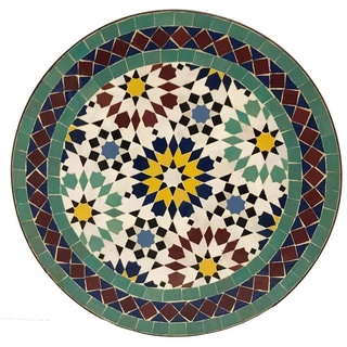 Casa Moro Beistelltisch Mosaik-Beistelltisch Ø 45cm Ankabut Türkis bunt rund, kleiner Couchtisch, Kunsthandwerk aus Marrakesch, Mediterraner Gartentisch Sofatisch Balkontisch, MT2999, Kunsthandwerk bunt|grün