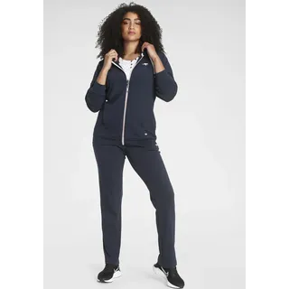 KangaROOS Jogginganzug KANGAROOS, Damen, Gr. 50, blau (marine), Interlock, Obermaterial: 60% Baumwolle, 40% Polyester, figurumspielend, Sportanzüge Jogginganzug, Große Größen