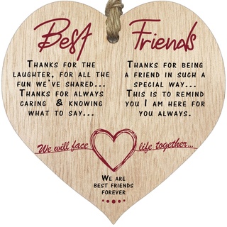 Holzschild mit Aufschrift "Best Friend", Geschenk für Geburtstag, Weihnachten für Frauen, helles Holzherzen, Weihnachtsdekoration, Valentinstag, hängende Dekorationen, besondere Freunde,