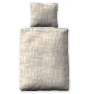 jilda-tex Satinbettwäsche 135x200 cm 100% Baumwolle Design Checked Beige