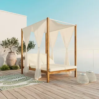 Sonneninsel Nicola Creme Holz/Outdoorstoff