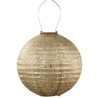 LUMIZ Solarlaterne - für Außen - Bazaar - Runden - Gartenbeleuchtung - Solarlampen - Gartendeko - 30cm - Gold