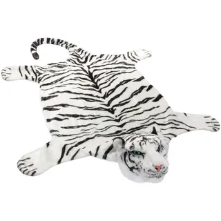 Brubaker Tigerfell Tiger Weiß - 130 x 120 cm - Bettvorleger Kaminvorleger Teppich