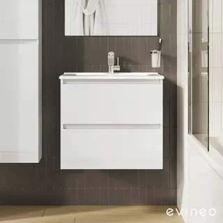 Evineo Waschbeckenunterschrank 2 Auszüge 60 x 53 cm Weiß