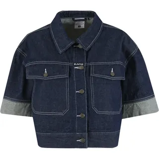 Jeansjacke KARL KANI "Karl Kani Retro Denim Shirt", Damen, Gr. XS, rinsed denim, 100% Baumwolle, mehrfarbig, normal, amerikanischer Ausschnitt, Jacken Jeansjacke