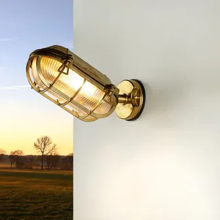 Außenwandlampe Messing Glas IP64 rostfreie Schiffslampe Außenleuchte Haus Haustür Terrasse - Gold