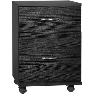 HOMCOM Rollcontainer Bürocontainer Kommode Schubladenschrank auf Rollen, Spanplatte, 41x39x58cm (Schwarz)