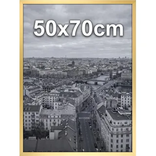 Ditwis Bilderrahmen 50x70 Gold, Aluminium Fotorahmen Groß für 70x50 cm Poster, Fotos, Kunstwerke und Puzzles, Metall Posterrahmen zum Aufhängen, Rahmen für Wohnungen, Büros und Galerien