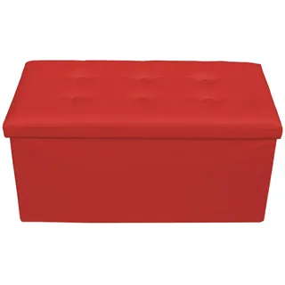 Mobili Rebecca Pouf mit Stauraum Kunstleder 38 x 76 x 38 cm Rot