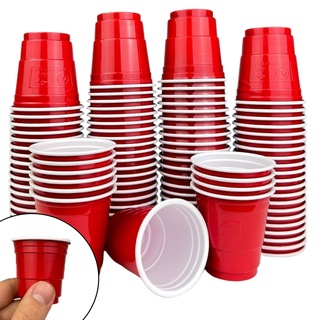 100 Kleine Rote Party Becher, 2 Oz ca. 5 cl. Red Shot Cups Plastik wiederverwendbare Schnapsgläser Original von MBP MybeerPong®
