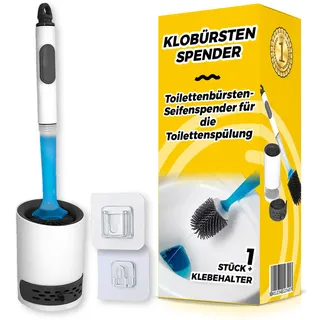 Klobürste mit integriertem Reinigungsmittelspender - für hygienische Tiefenreinigung, Toilettenbürste Silikon Wandmontage, Belüftete Tropfschale, Befüllbare WC Bürste ohne Bohren