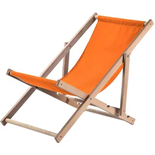 KADAX Liegestuhl aus Holz, klappbar Strandstuhl, Holzklappstuhl bis 120 kg, Klappliegestuhl für Garten, Terrasse, Balkon & Strand, Klappstuhl (Orange)