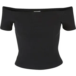 URBAN CLASSICS Ladies Organic Off Shoulder Rib Tee Schwarz 5XL