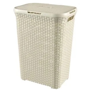 Curver Wäschekorb Style, creme, mit Deckel, aus Kunststoff, 44,7 x 61,2 x 26,5 cm, 40 Liter