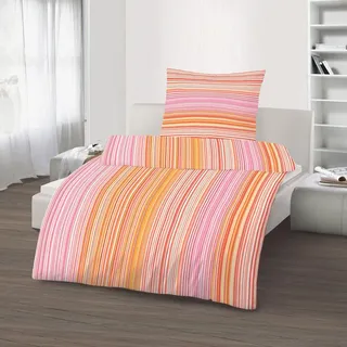 Renforce-Bettwäsche Set Streifen 155 x 220 + 80 x 80 cm Übergröße