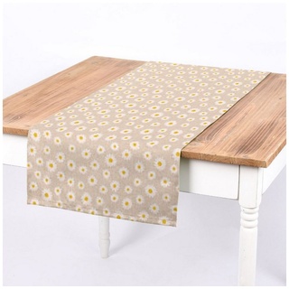 SCHÖNER LEBEN. Tischläufer SCHÖNER LEBEN. Tischläufer Gänseblümchen natur 40x160cm, handmade beige|gelb|weiß
