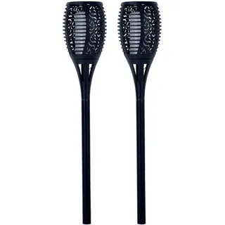 Expo Börse Solarleuchte Kunststoff H 78 cm 2er Set schwarz orange